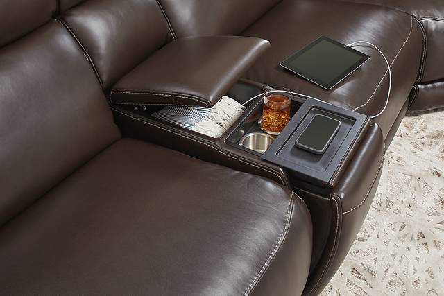 Parker Point Dark Brown Leather 9 Pc Triple Power Reclining Sectional Living Room - Thumbnail - Image 12