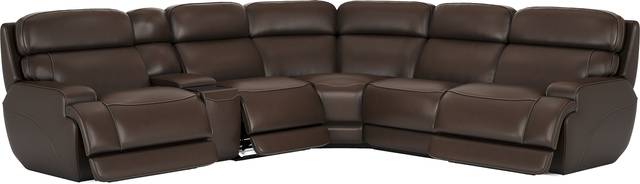 Parker Point Dark Brown Leather 6 Pc Triple Power Reclining Sectional - Thumbnail - Image 1