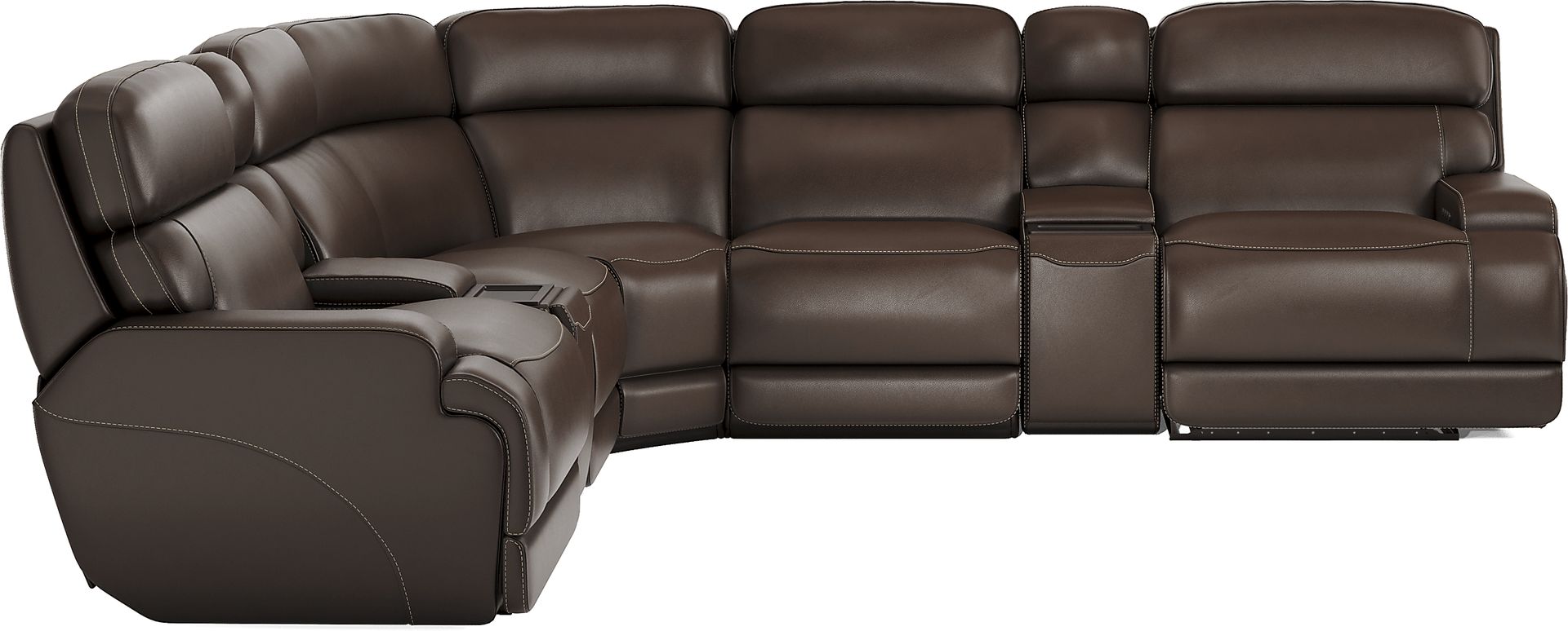 Parker Point Dark Brown Leather 7 Pc Triple Power Reclining Sectional - Image 3