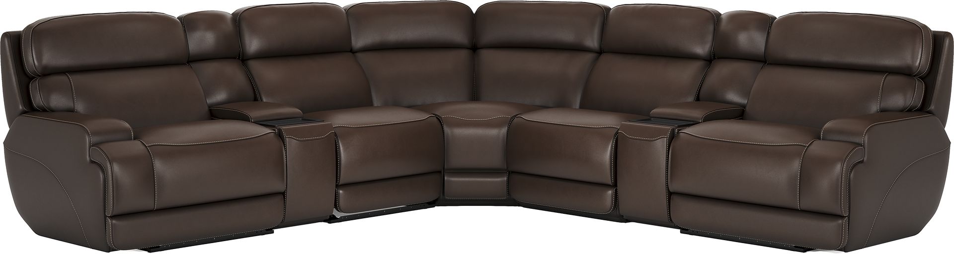 Parker Point Dark Brown Leather 7 Pc Triple Power Reclining Sectional - Image 4
