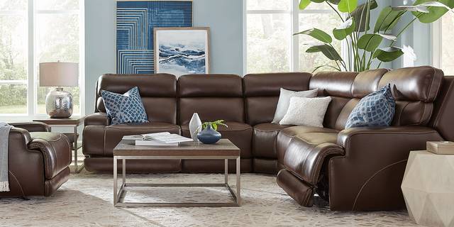 Parker Point Dark Brown Leather 8 Pc Triple Power Reclining Sectional Living Room - Thumbnail - Image 2