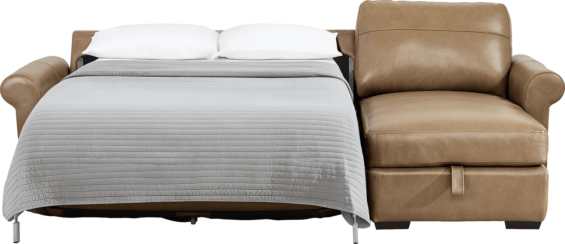 Parker Saddle Leather 2 Pc Sleeper Sectional - Image 3