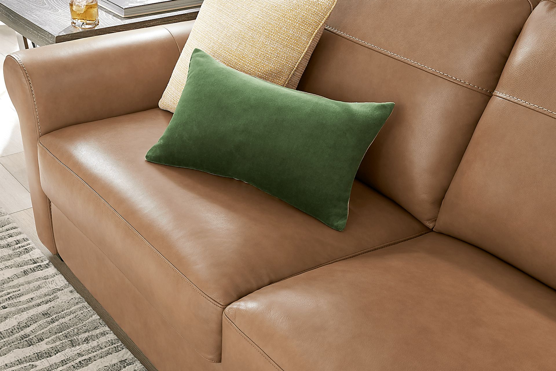 Parker Saddle Leather 2 Pc Sleeper Sectional - Image 5