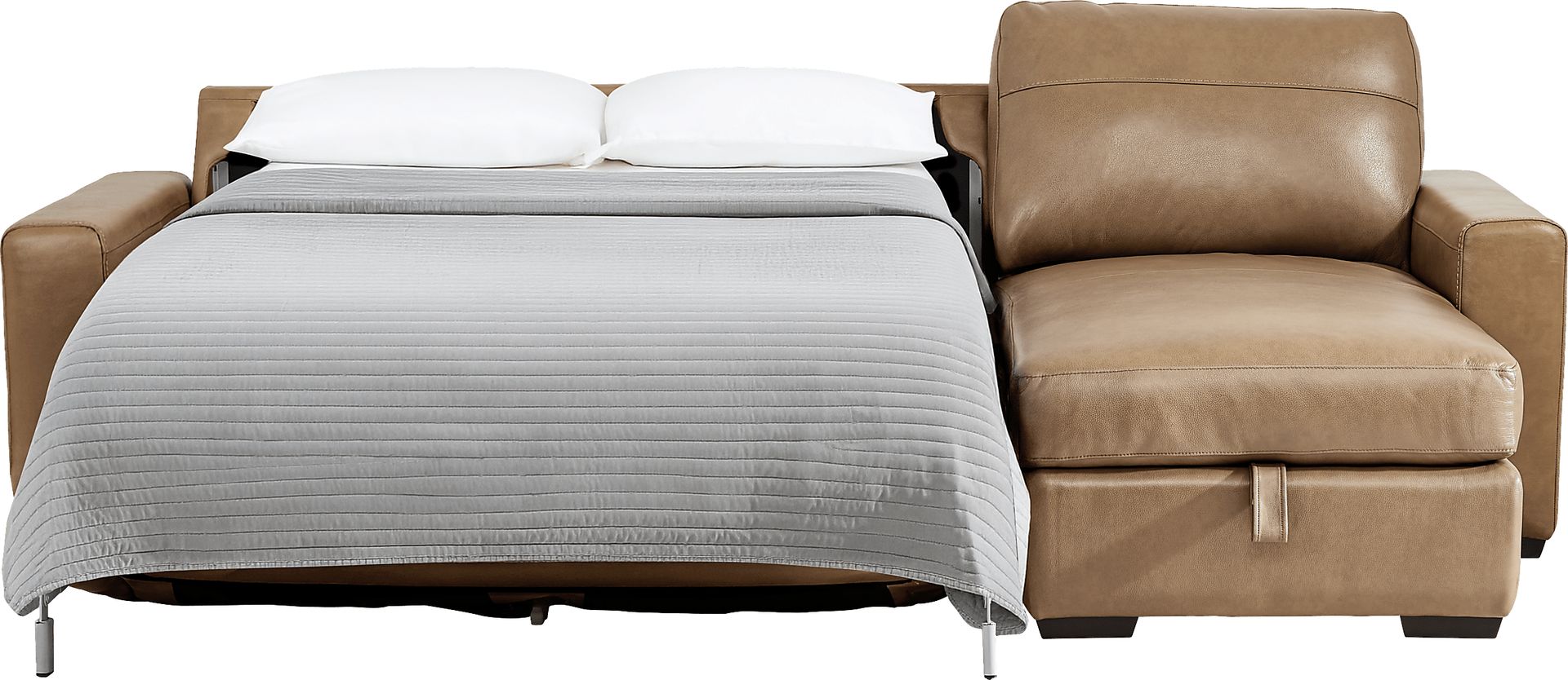 Parker Saddle Leather 2 Pc Sleeper Sectional - Image 3
