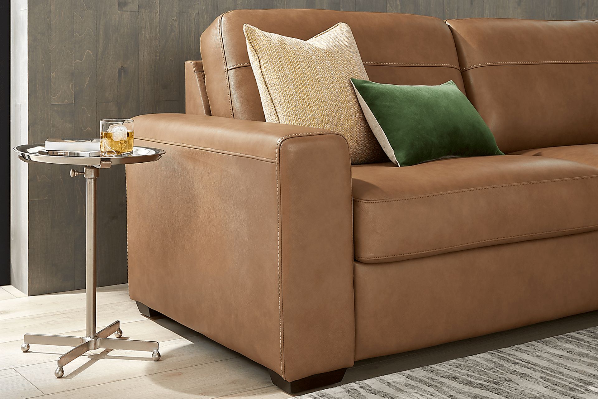 Parker Saddle Leather 7 Pc Living Room with Sleeper Sofa - Image 9