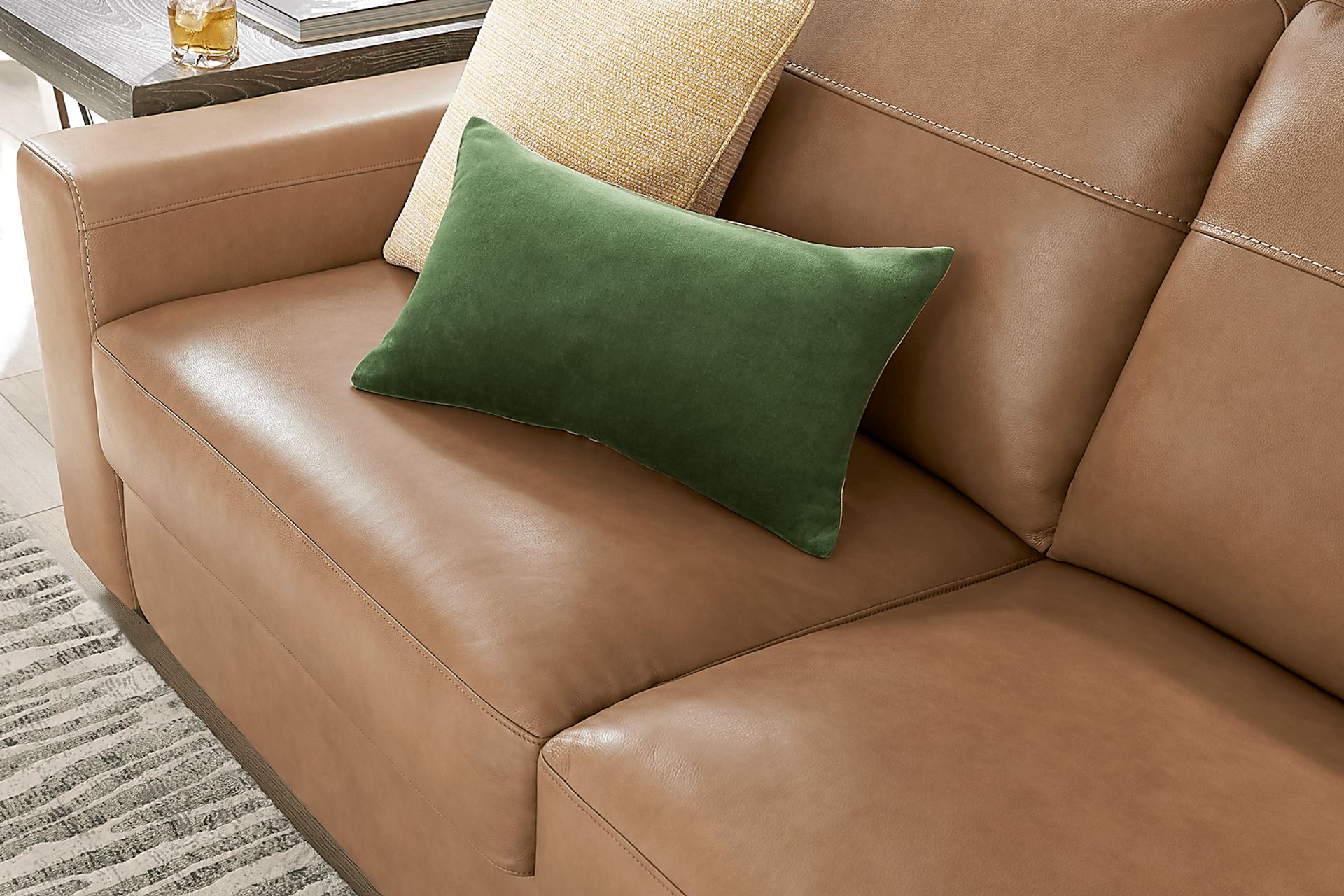 Parker Saddle Leather 7 Pc Living Room with Sleeper Sofa - Image 10