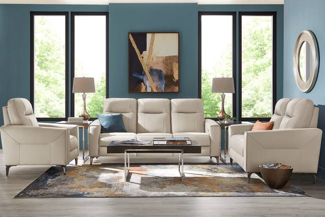 Parkside Heights Beige Leather 3 Pc Living Room with Dual Power Reclining Sofa - Thumbnail - Image 1