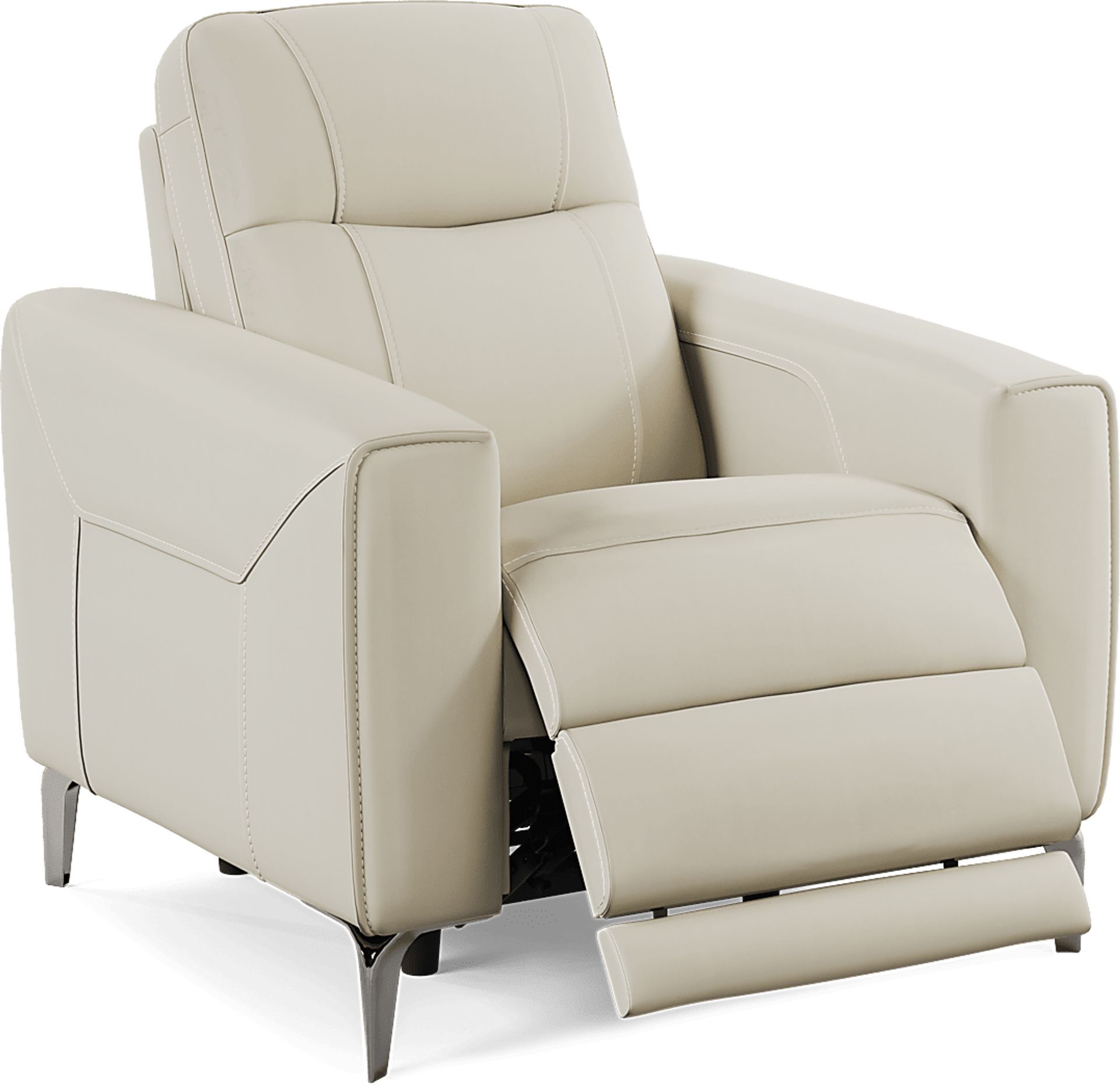 Parkside Heights Beige Leather Dual Power Recliner - Image 1