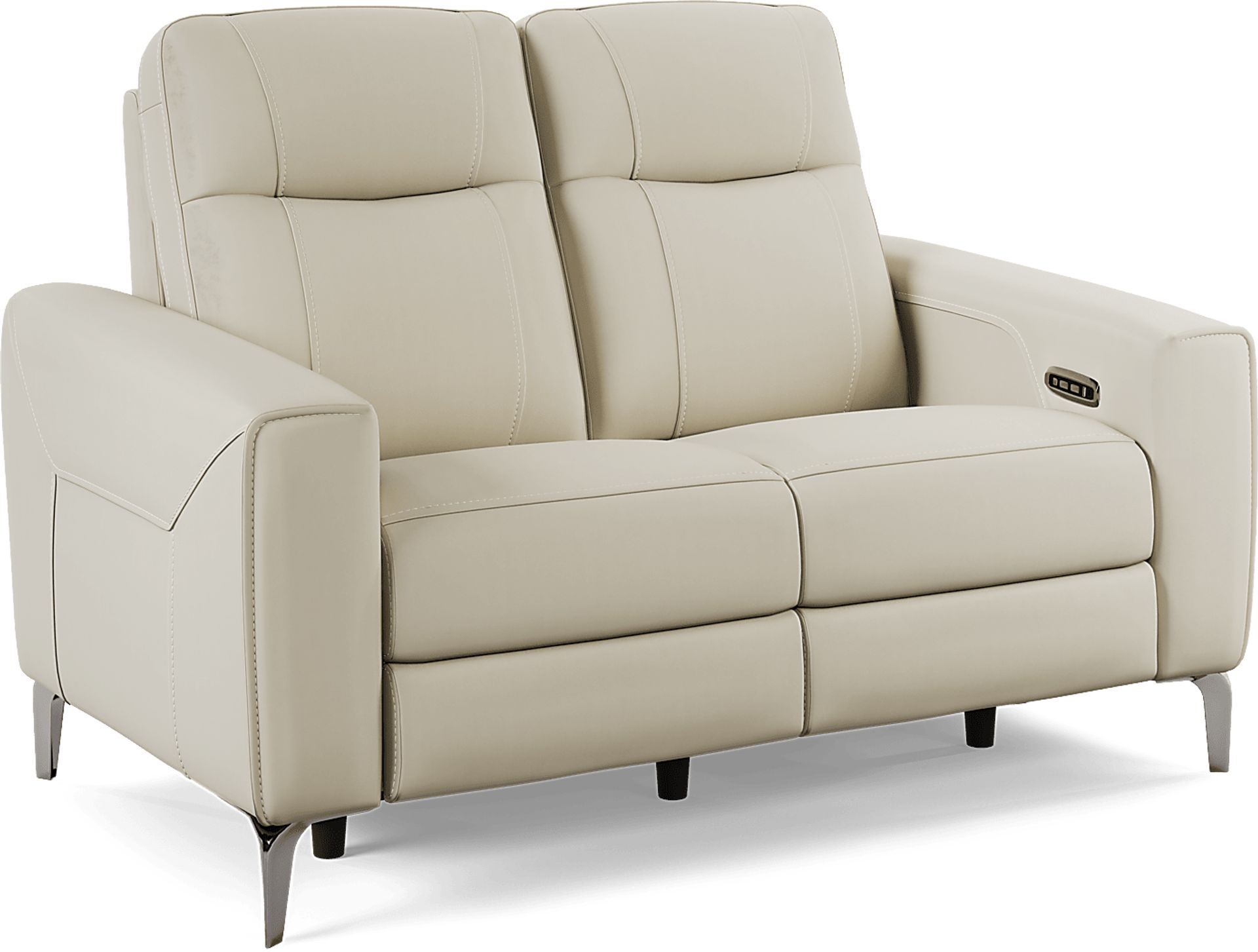 Parkside Heights Beige Leather Dual Power Reclining Loveseat - Image 2