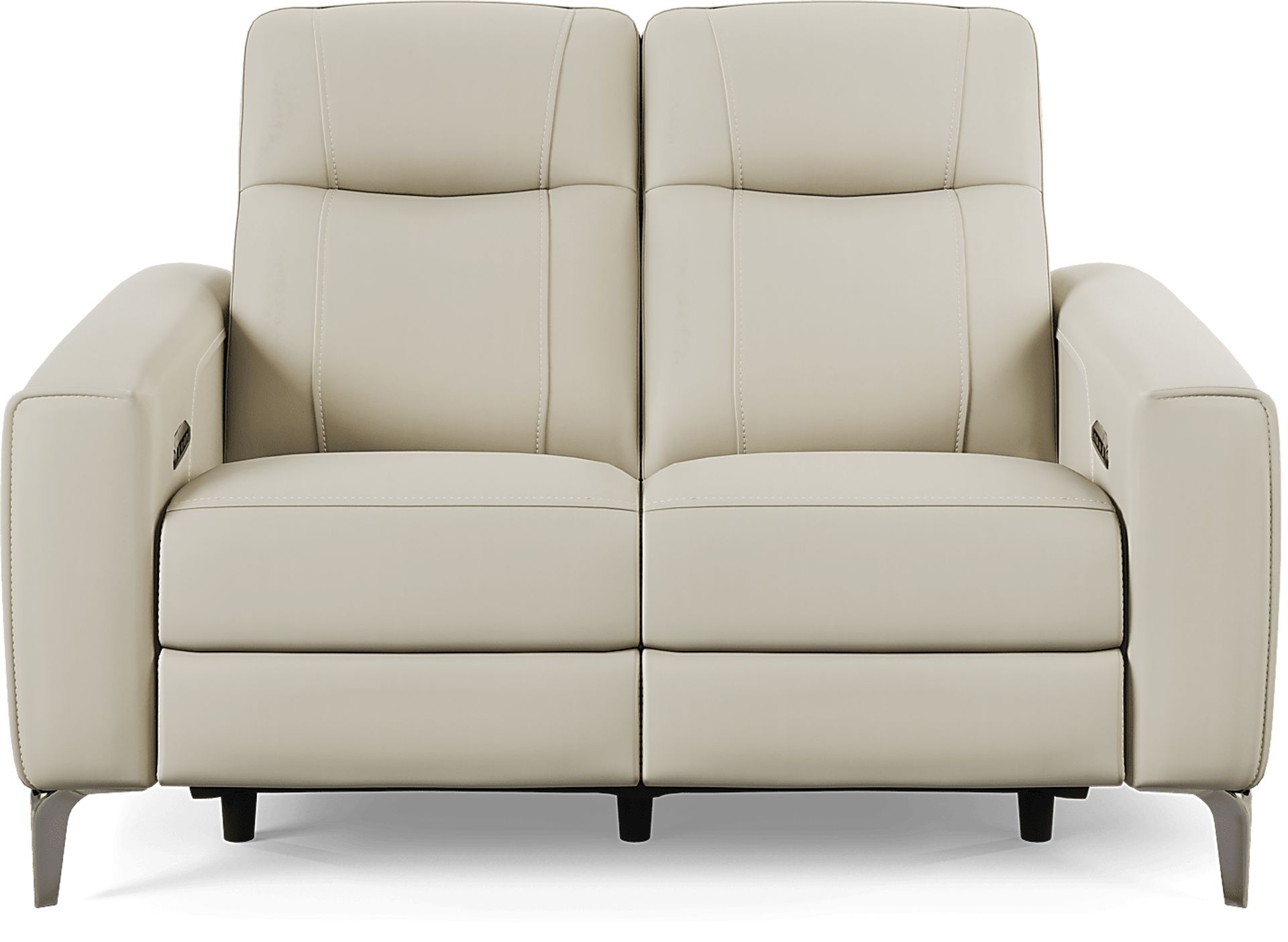 Parkside Heights Beige Leather Dual Power Reclining Loveseat - Image 3