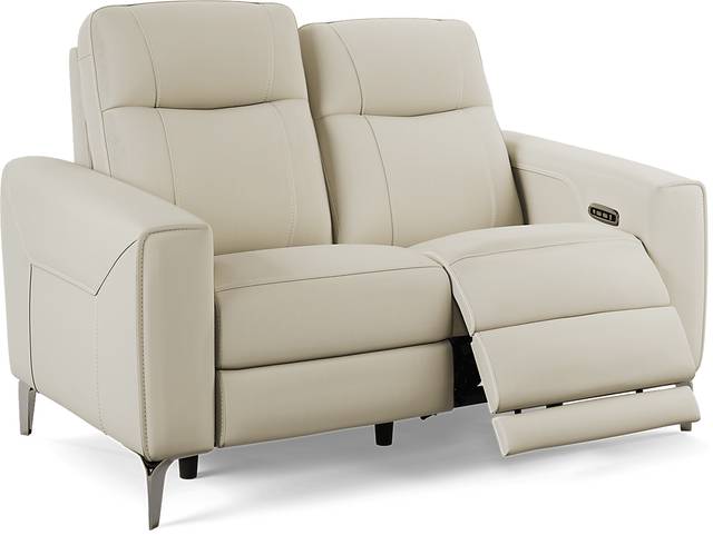Parkside Heights Beige Leather Dual Power Reclining Loveseat - Thumbnail - Image 4