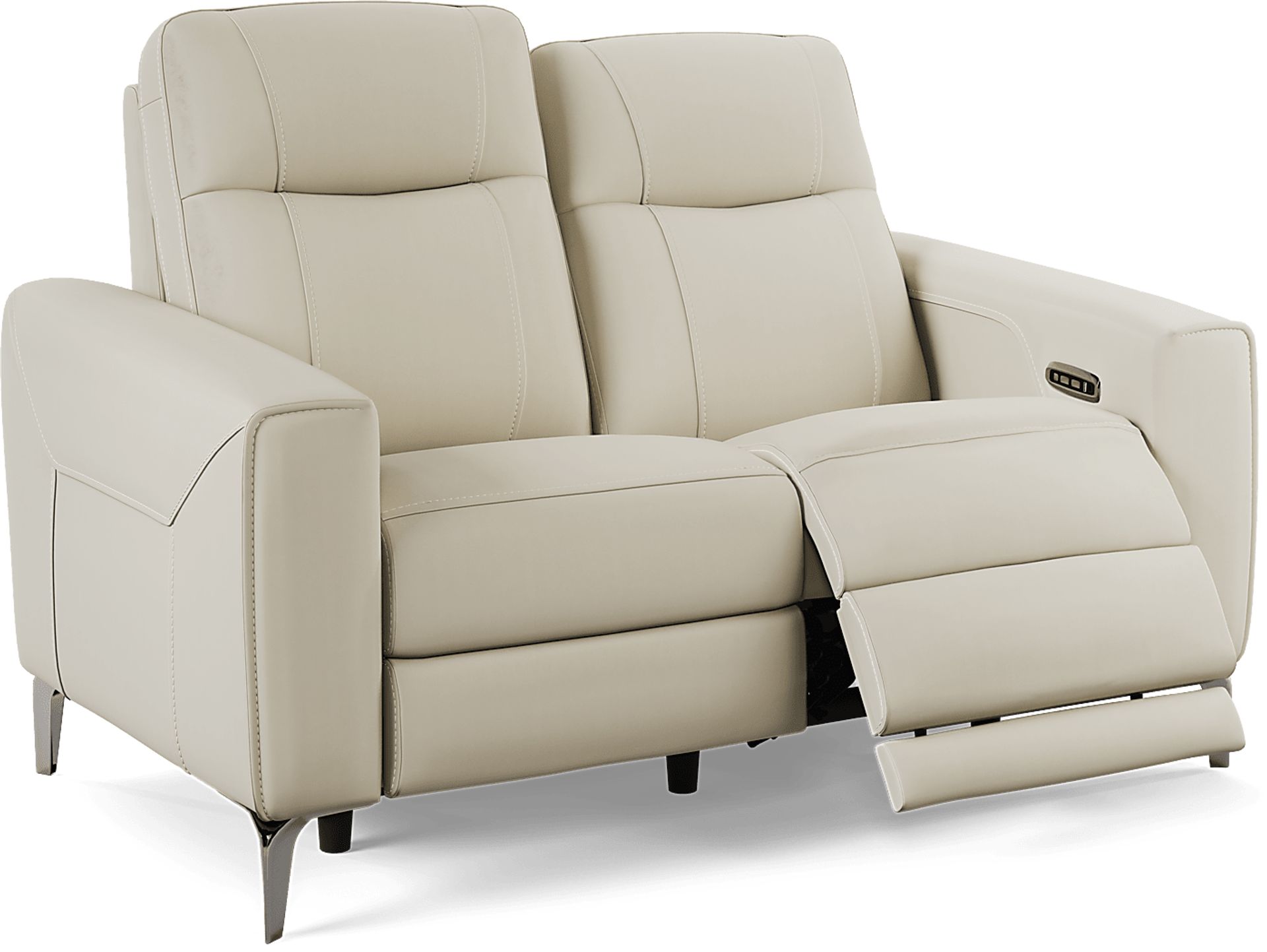 Parkside Heights Beige Leather Dual Power Reclining Loveseat - Image 4