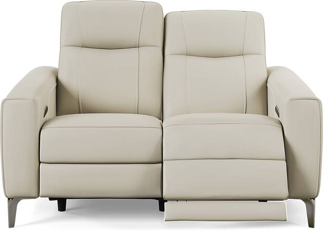 Parkside Heights Beige Leather Dual Power Reclining Loveseat - Thumbnail - Image 1