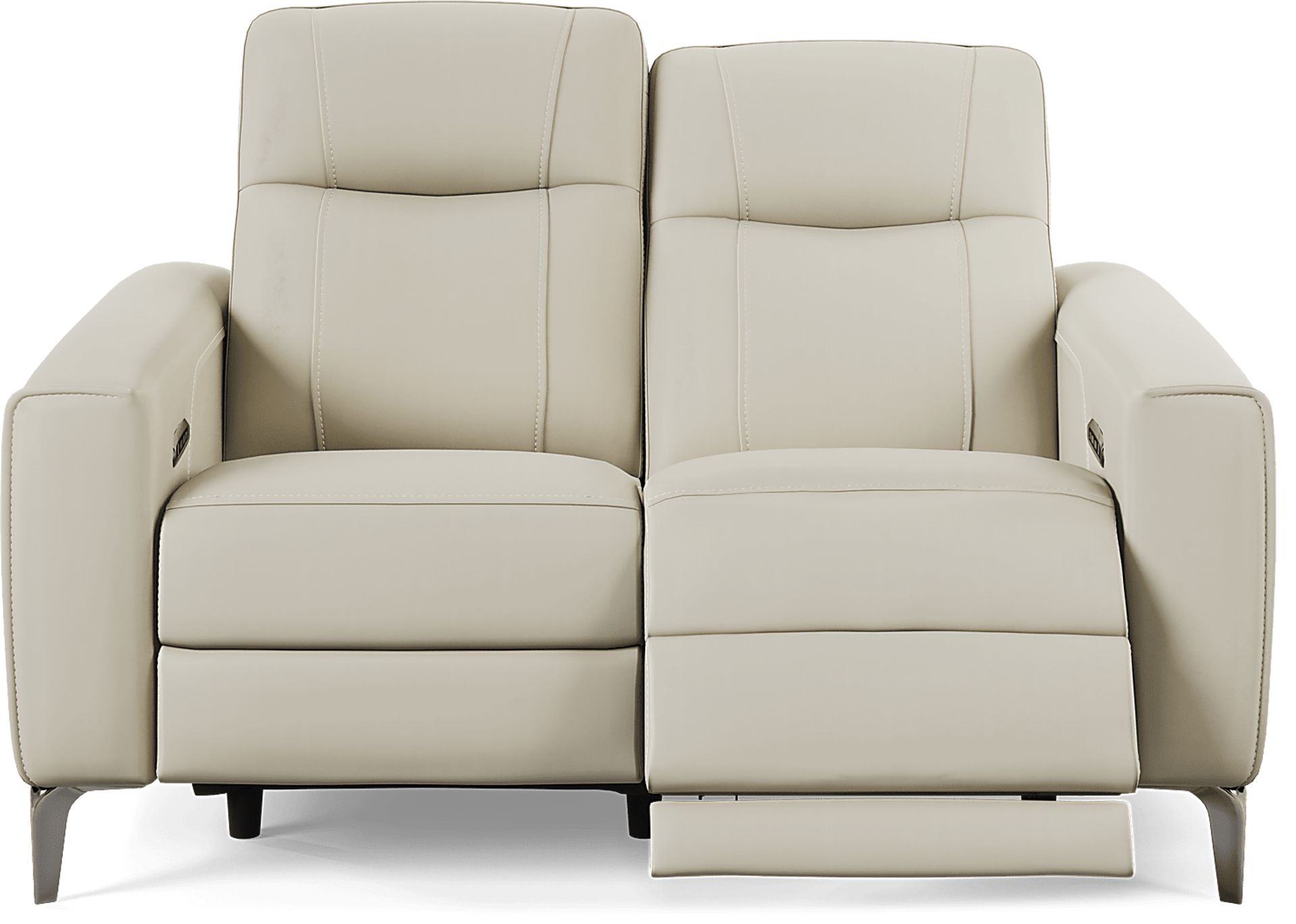 Parkside Heights Beige Leather Dual Power Reclining Loveseat - Image 1