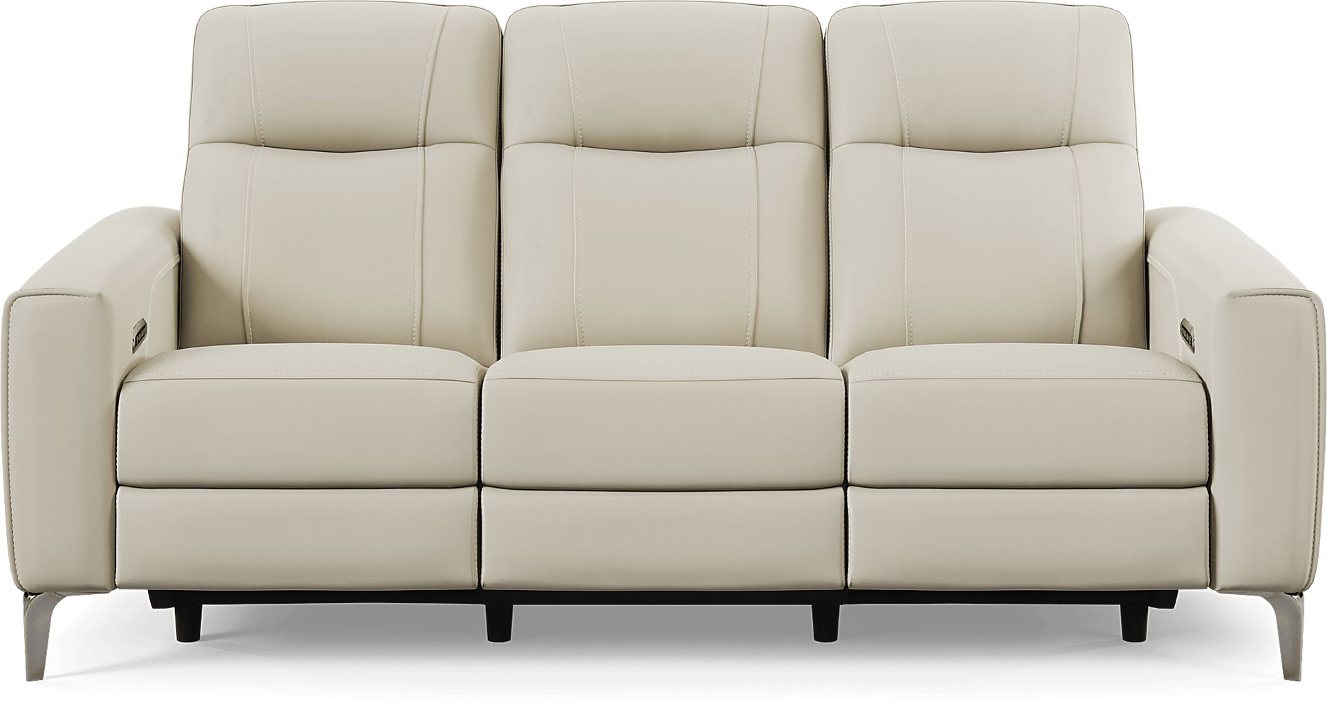 Parkside Heights Beige Leather Dual Power Reclining Sofa - Image 5