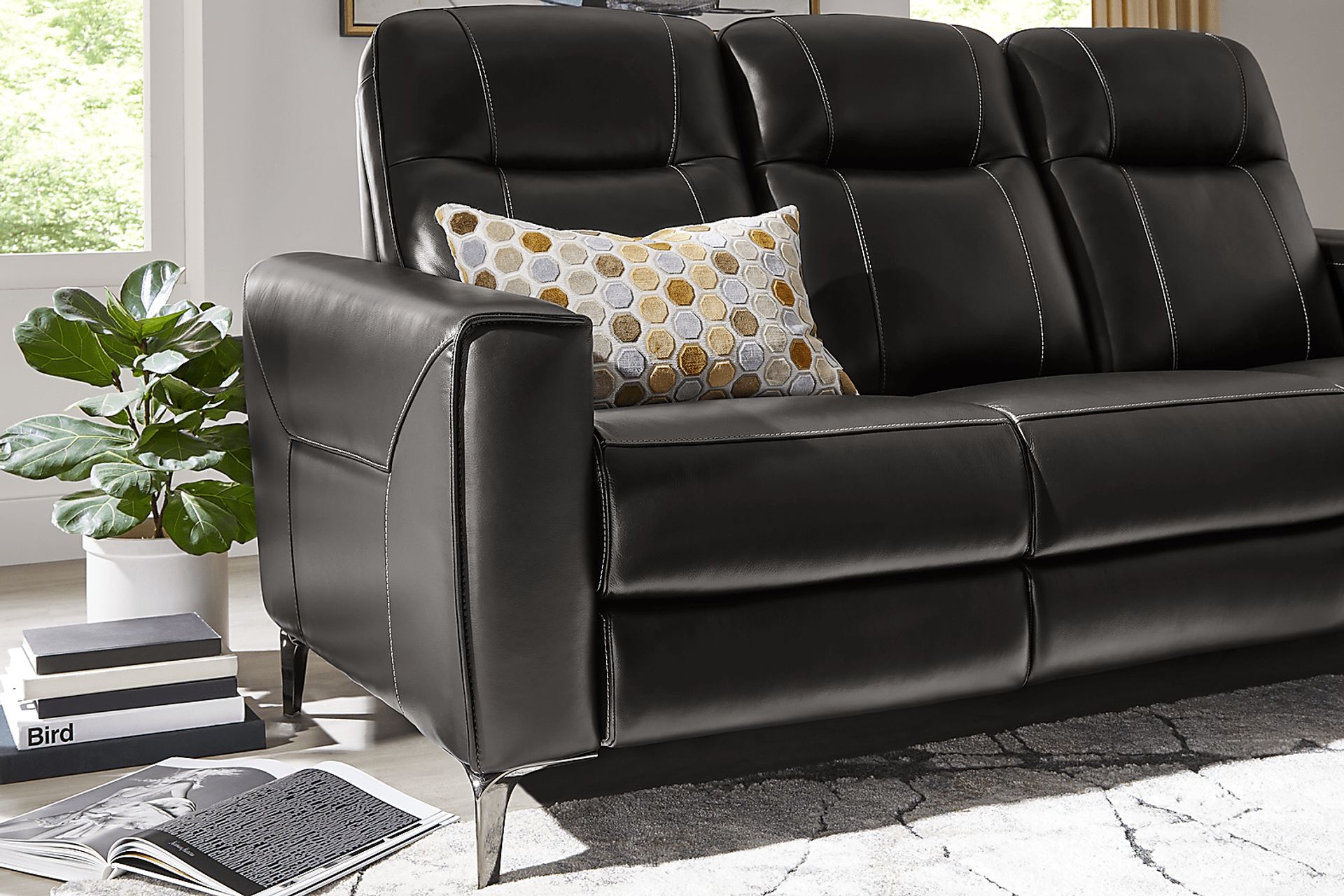 Parkside Heights Black Cherry Leather 7 Pc Living Room w/Dual Power Reclining Sofa - Image 6