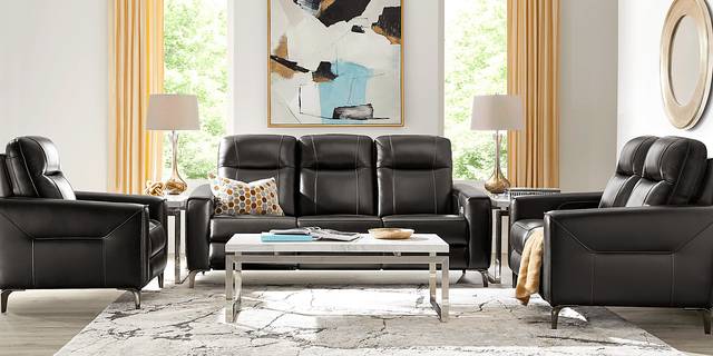 Parkside Heights Black Cherry Leather 3 Pc Living Room w/Dual Power Reclining Sofa - Thumbnail - Image 2