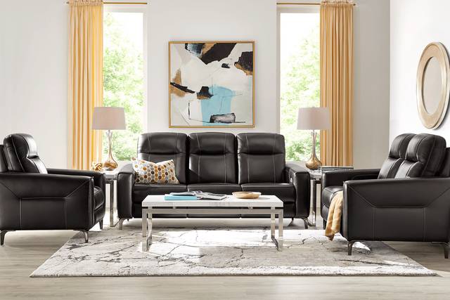 Parkside Heights Black Cherry Leather 3 Pc Living Room w/Dual Power Reclining Sofa - Thumbnail - Image 1