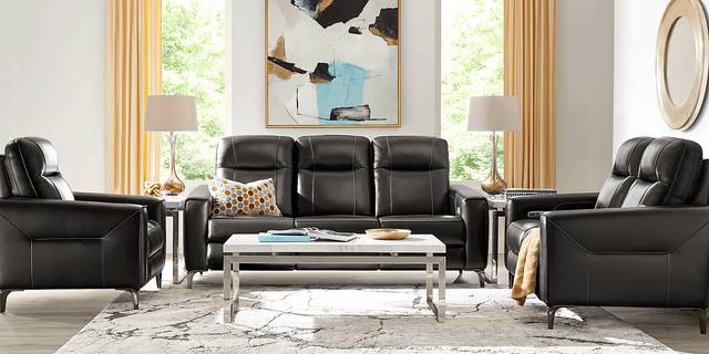 Parkside Heights Black Cherry Leather 5 Pc Dual Power Reclining Living Room - Thumbnail - Image 2