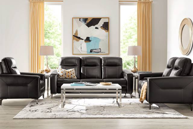Parkside Heights Black Cherry Leather 5 Pc Dual Power Reclining Living Room - Thumbnail - Image 1