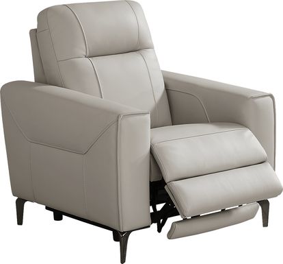 Parkside Heights Gray Leather Dual Power Recliner