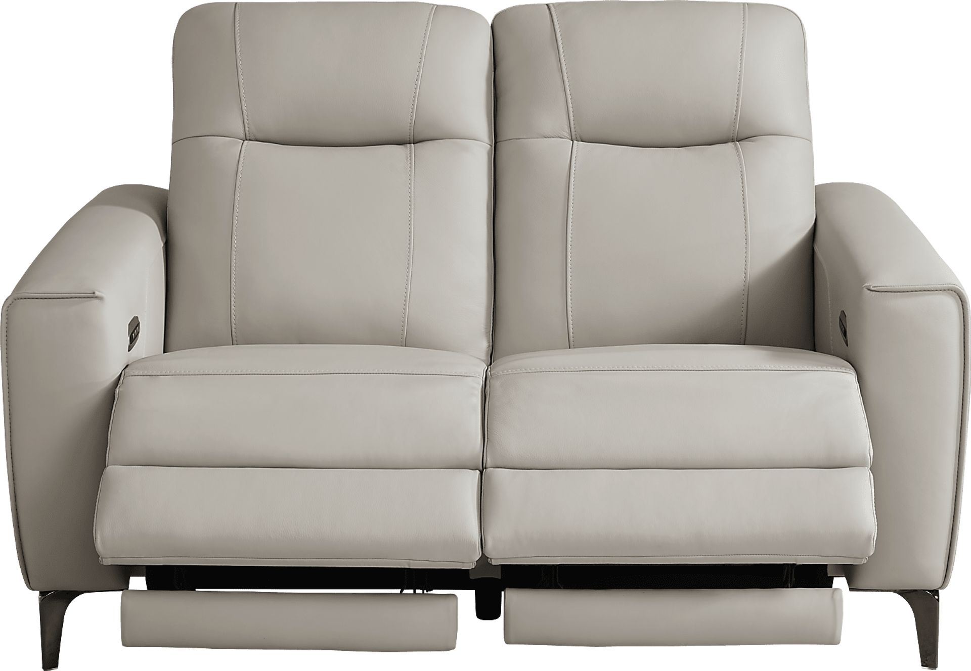 Parkside Heights Gray Leather Dual Power Reclining Loveseat - Image 2