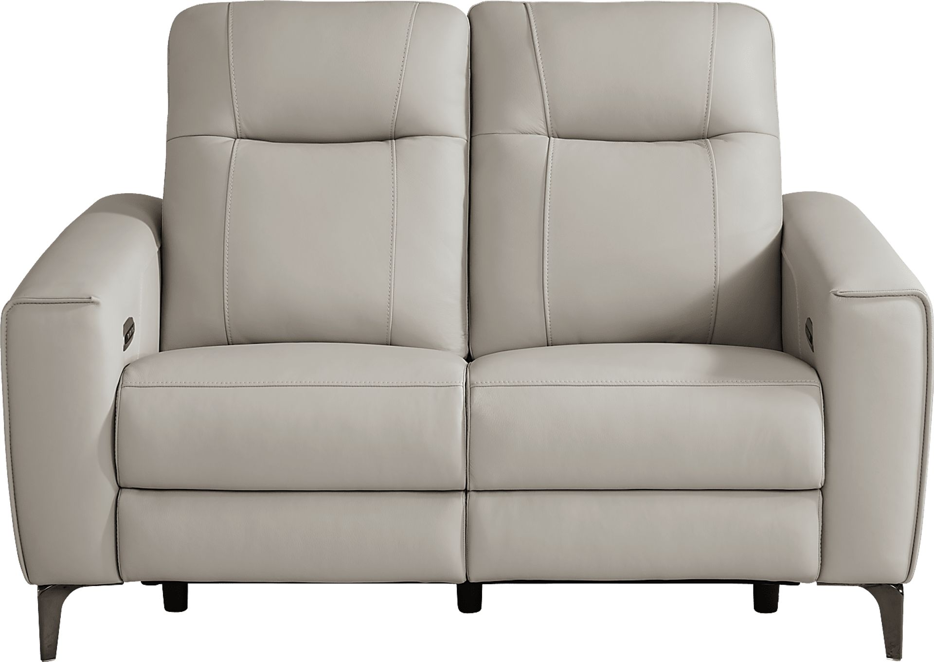 Parkside Heights Gray Leather Dual Power Reclining Loveseat - Image 1