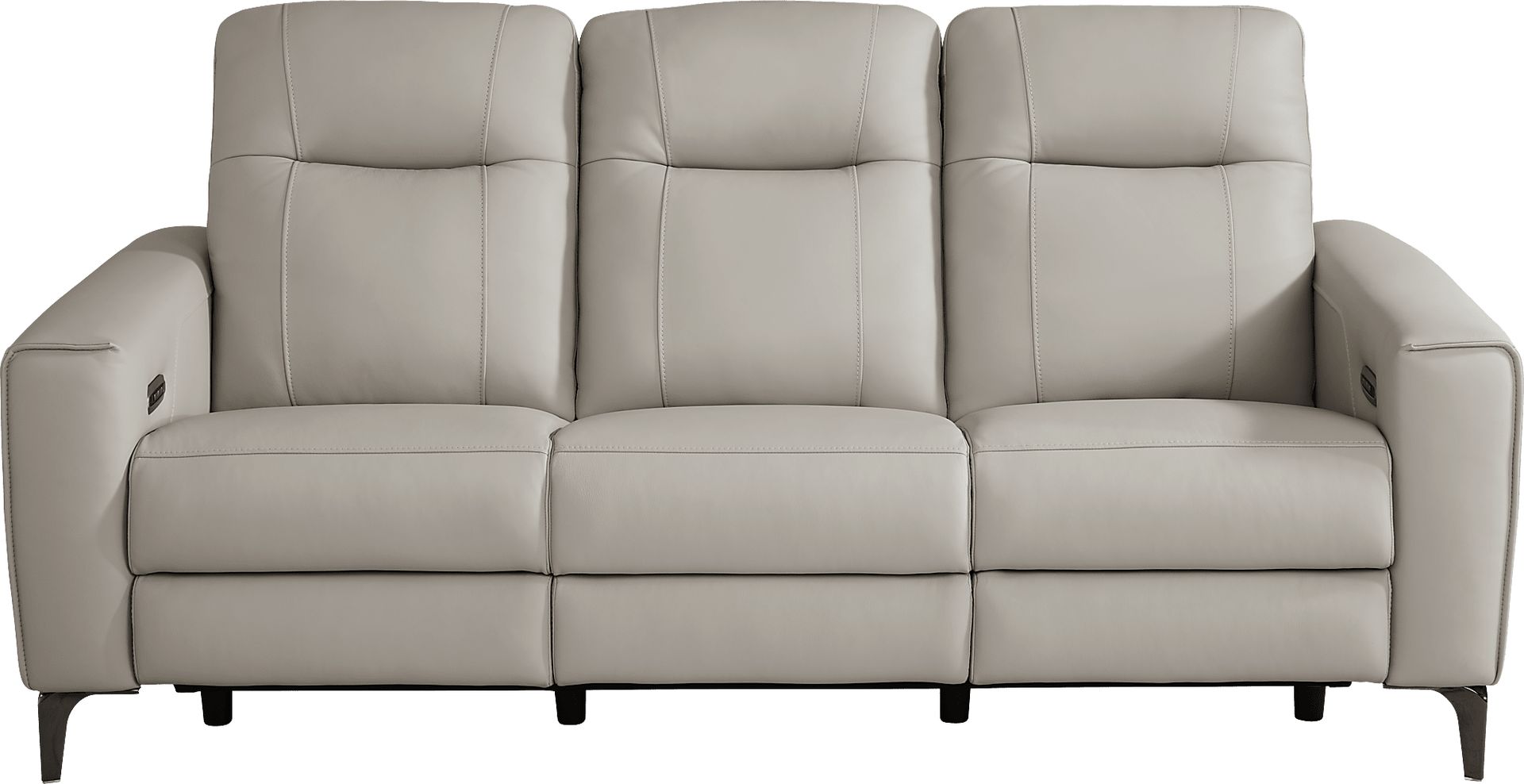 Parkside Heights Gray Leather Dual Power Reclining Sofa - Image 3