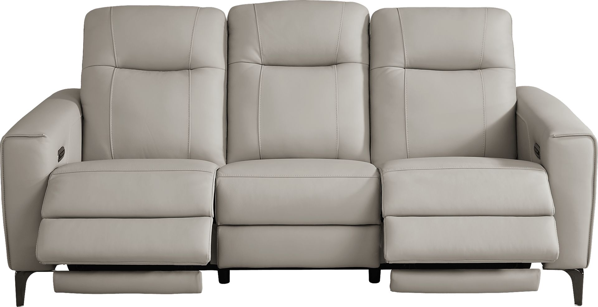 Parkside Heights Gray Leather Dual Power Reclining Sofa - Image 1