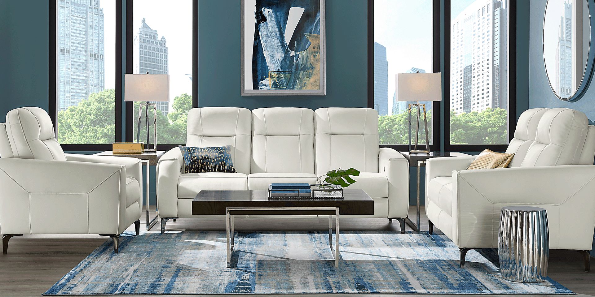 Parkside Heights White Leather Loveseat - Image 2
