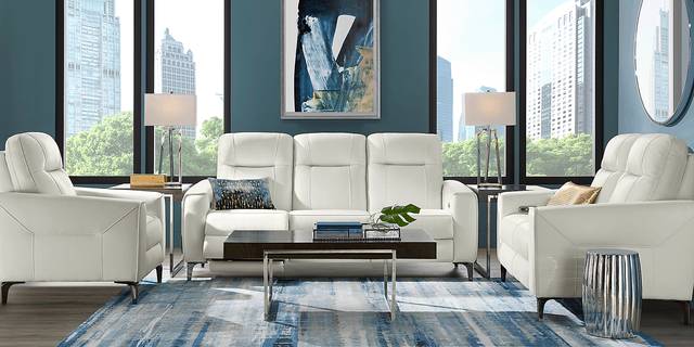 Parkside Heights White Leather 5 Pc Dual Power Reclining Living Room - Thumbnail - Image 2