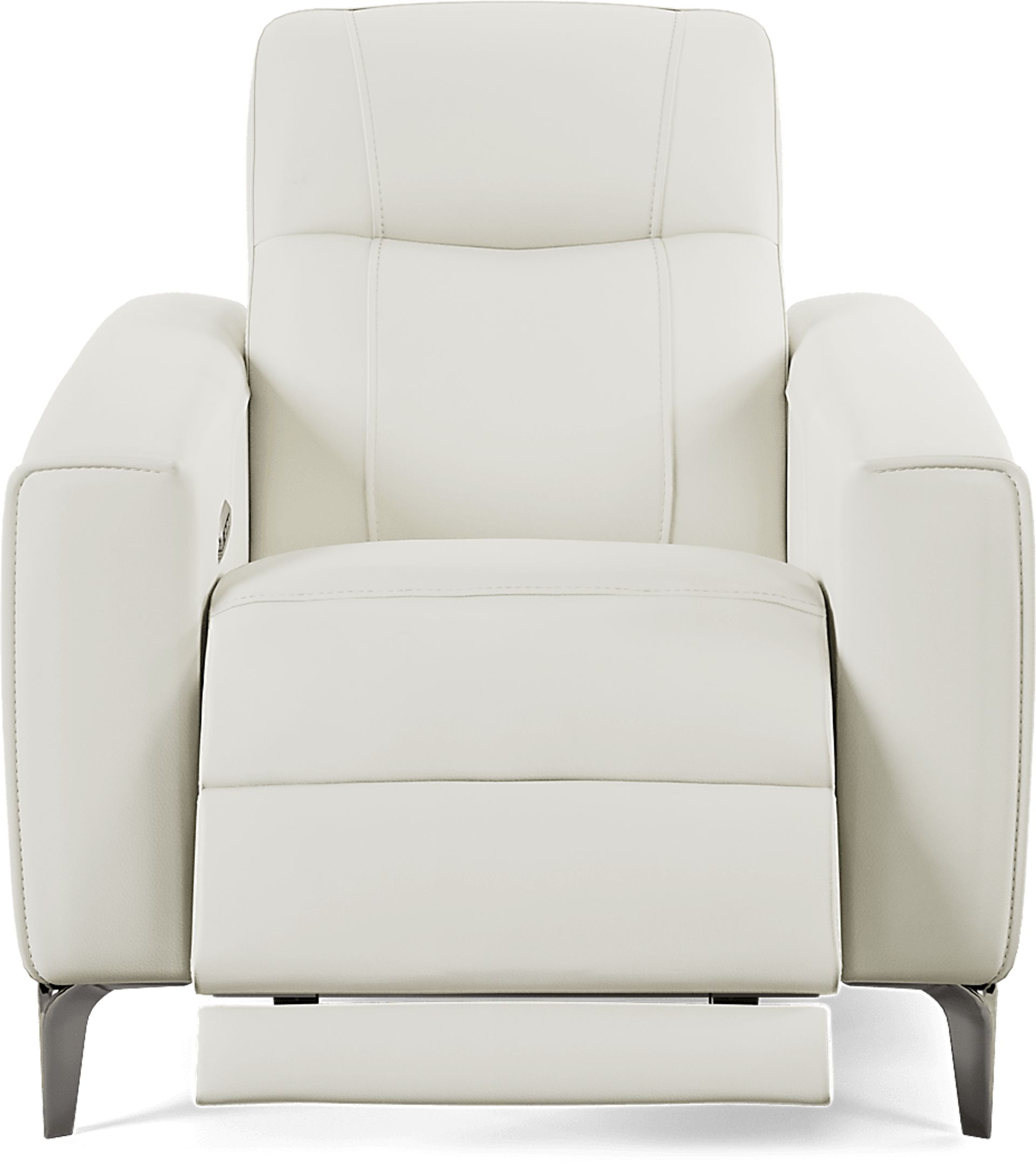 Parkside Heights White Leather Dual Power Recliner - Image 4