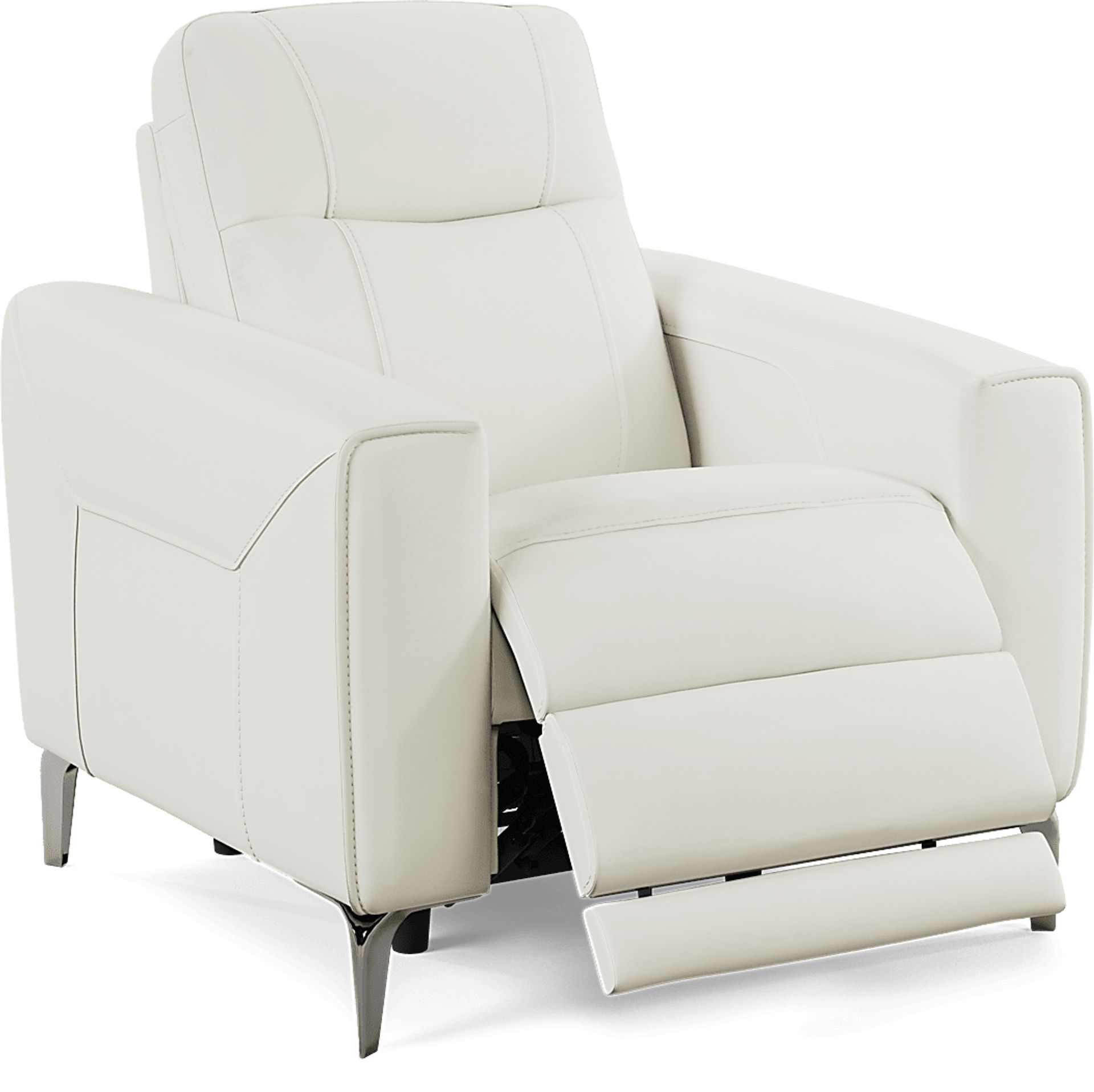 Parkside Heights White Leather Dual Power Recliner - Image 1