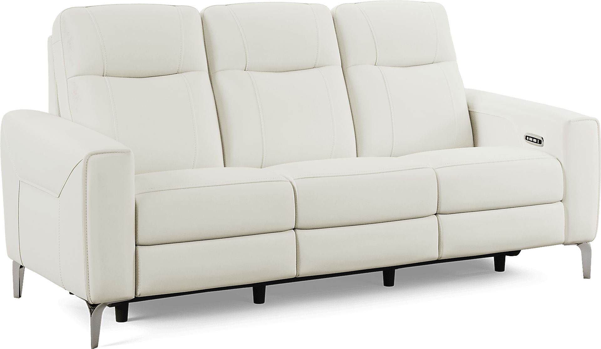 Parkside Heights White Leather 5 Pc Dual Power Reclining Living Room - Image 4