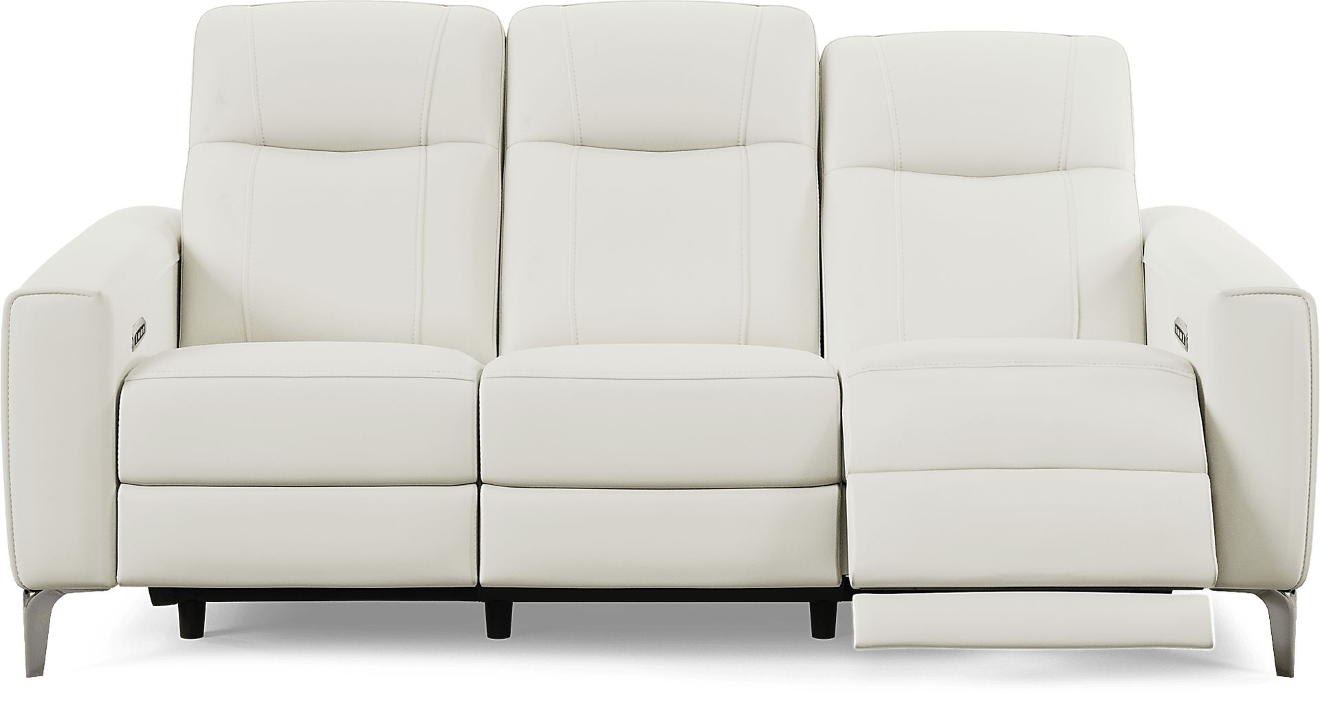 Parkside Heights White Leather 5 Pc Dual Power Reclining Living Room - Image 3