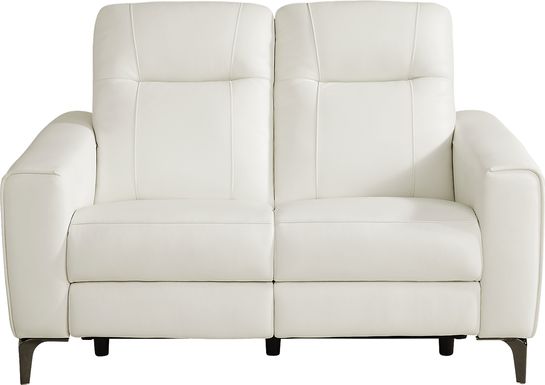 White leather reclining discount loveseat