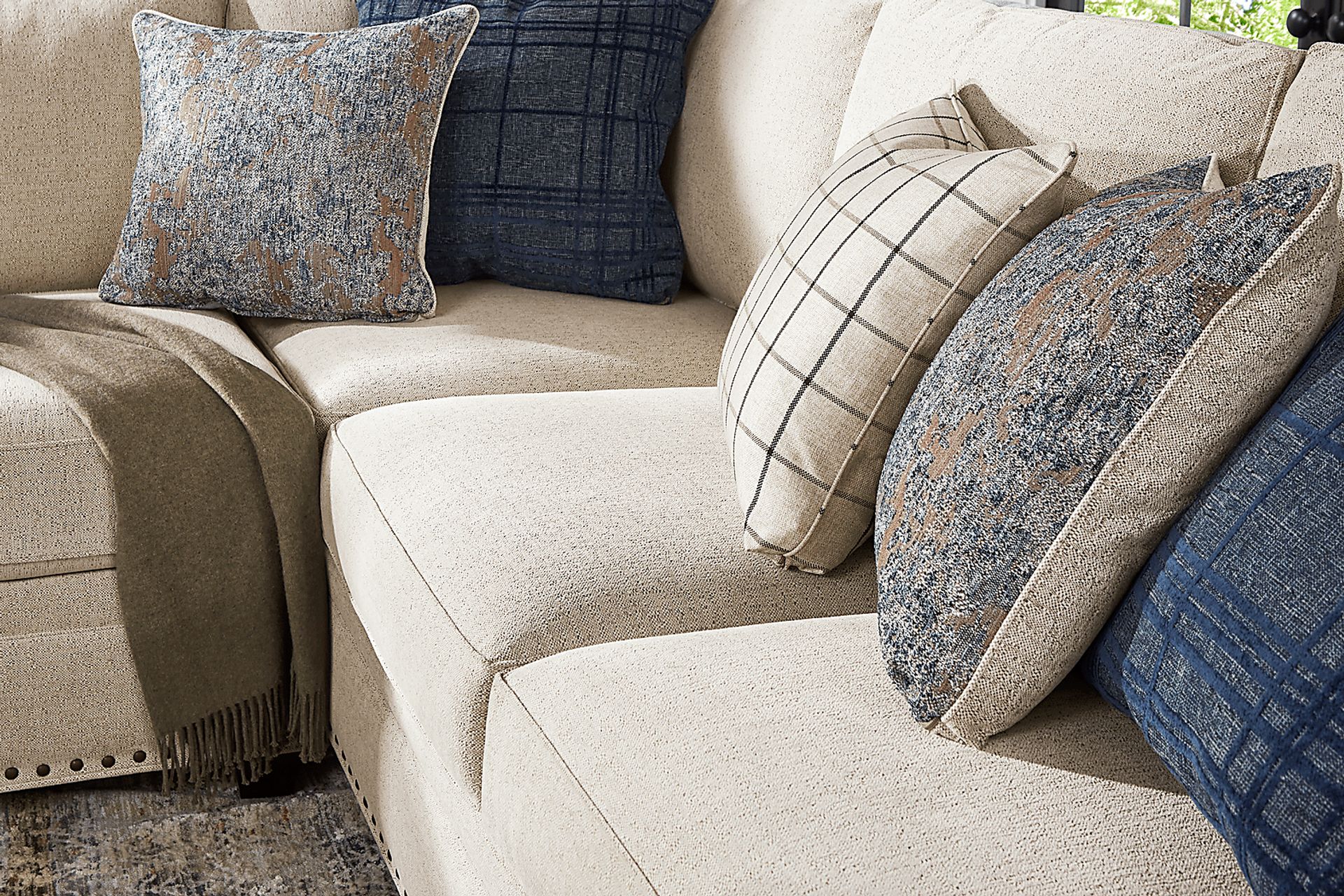 Parkview Beige 2 Pc Gel Foam Sleeper Sectional - Image 4