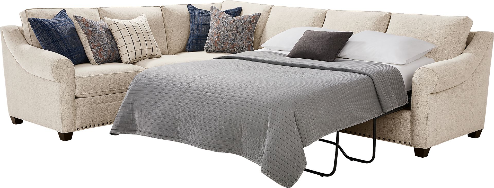 Parkview Beige 5 Pc Sectional Living Room with Gel Foam Sleeper - Image 3