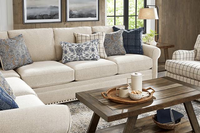 Parkview Beige 5 Pc Sectional Living Room with Gel Foam Sleeper - Thumbnail - Image 4