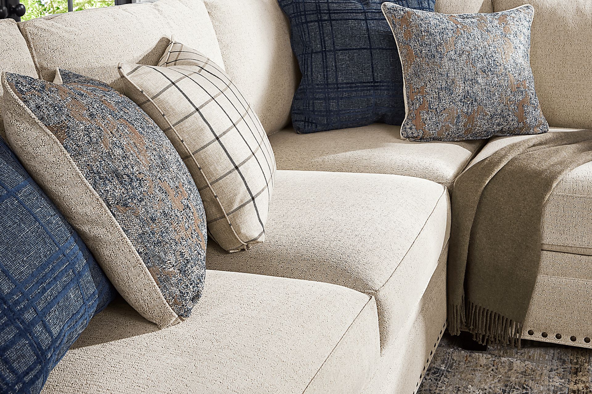 Parkview Beige 5 Pc Sectional Living Room with Gel Foam Sleeper - Image 5