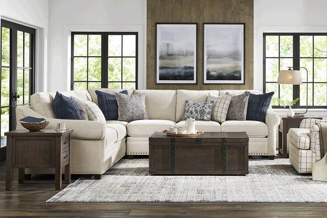 Parkview Beige 5 Pc Sectional Living Room with Gel Foam Sleeper - Thumbnail - Image 1
