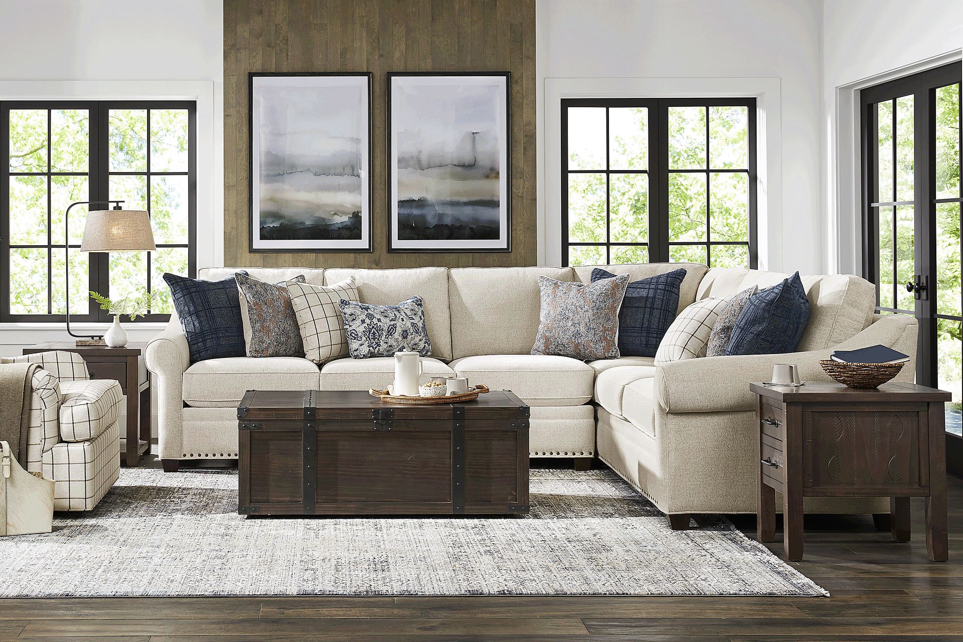 Parkview Beige 5 Pc Sectional Living Room with Sleeper - Image 1