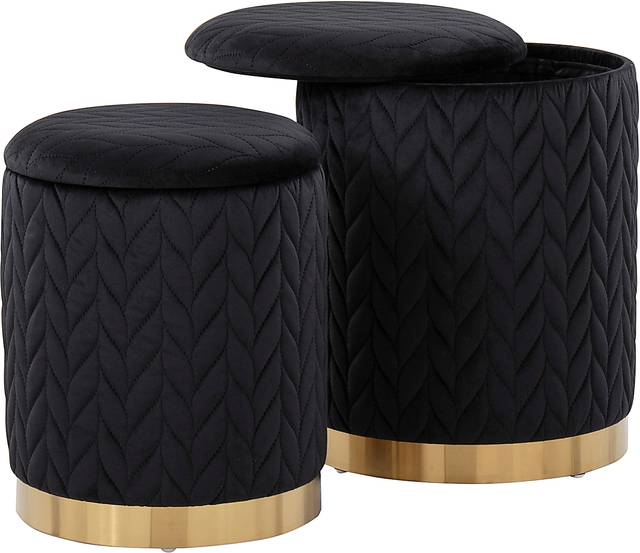 Parsonage Black Ottoman, Set of 2 - Thumbnail - Image 4