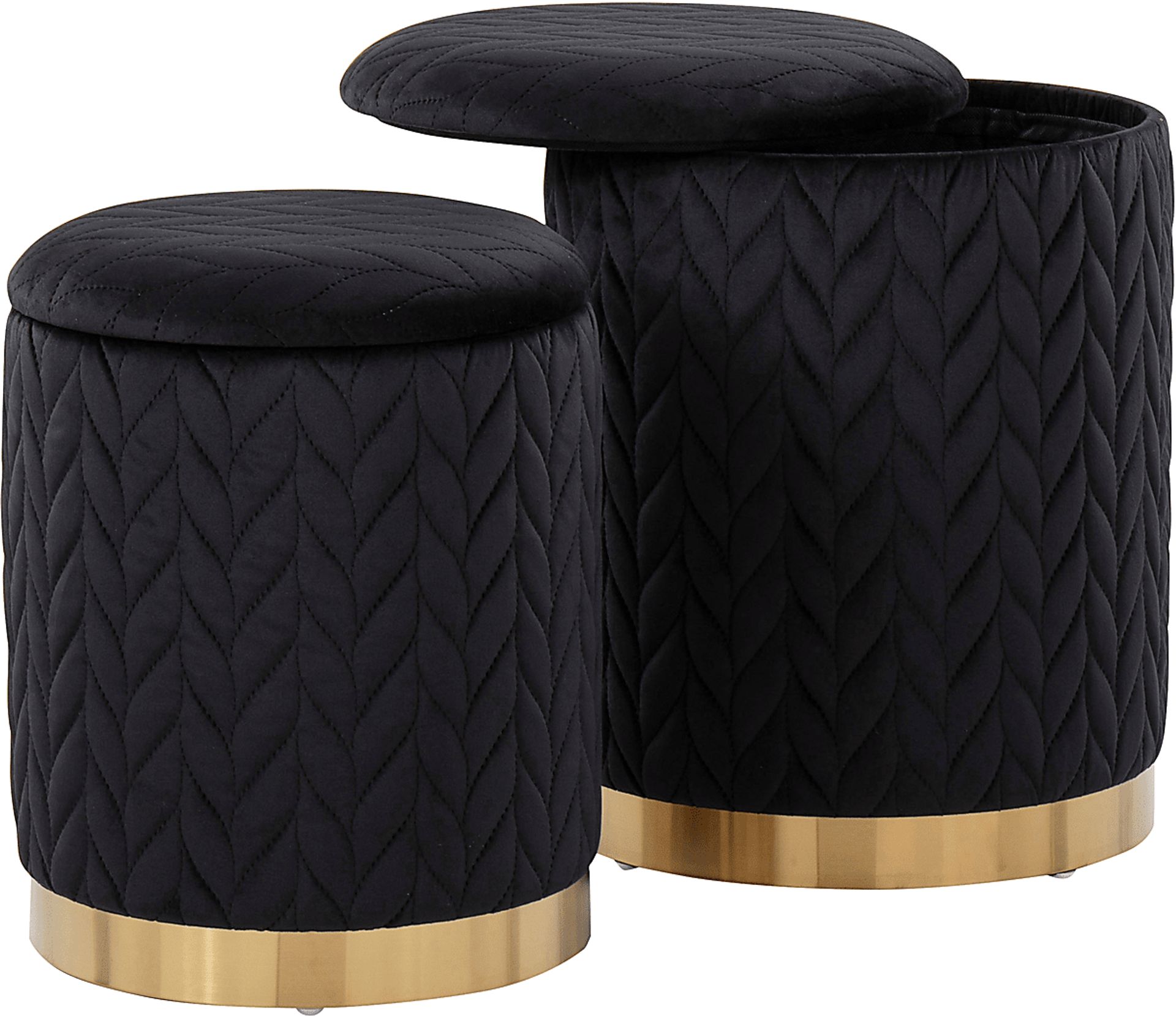 Parsonage Black Ottoman, Set of 2 - Image 4