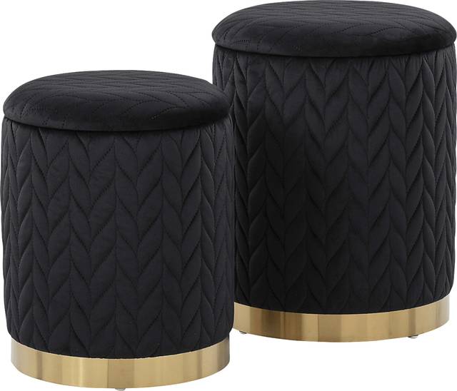 Parsonage Black Ottoman, Set of 2 - Thumbnail - Image 1