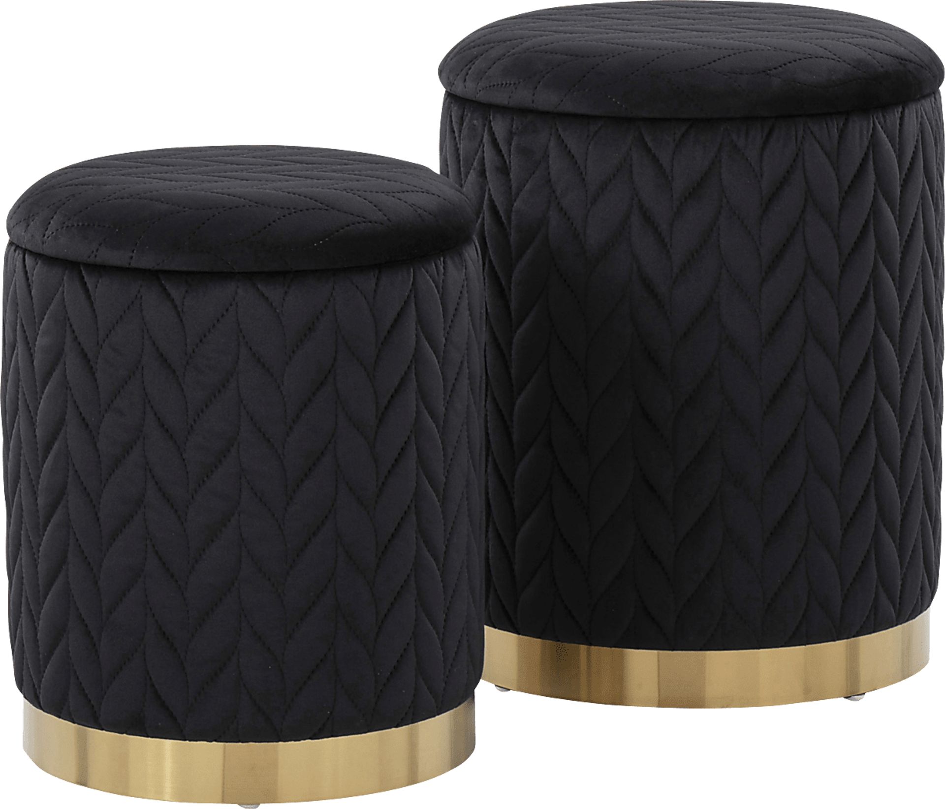 Parsonage Black Ottoman, Set of 2 - Image 1