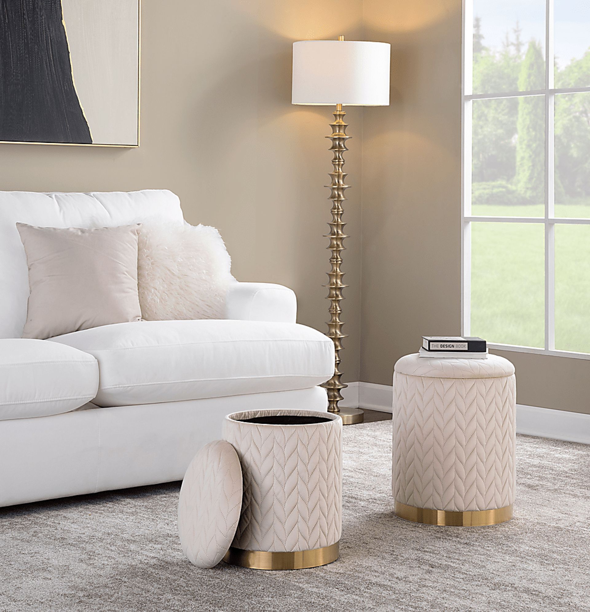 Parsonage Cream Ottoman, Set of 2 - Image 3