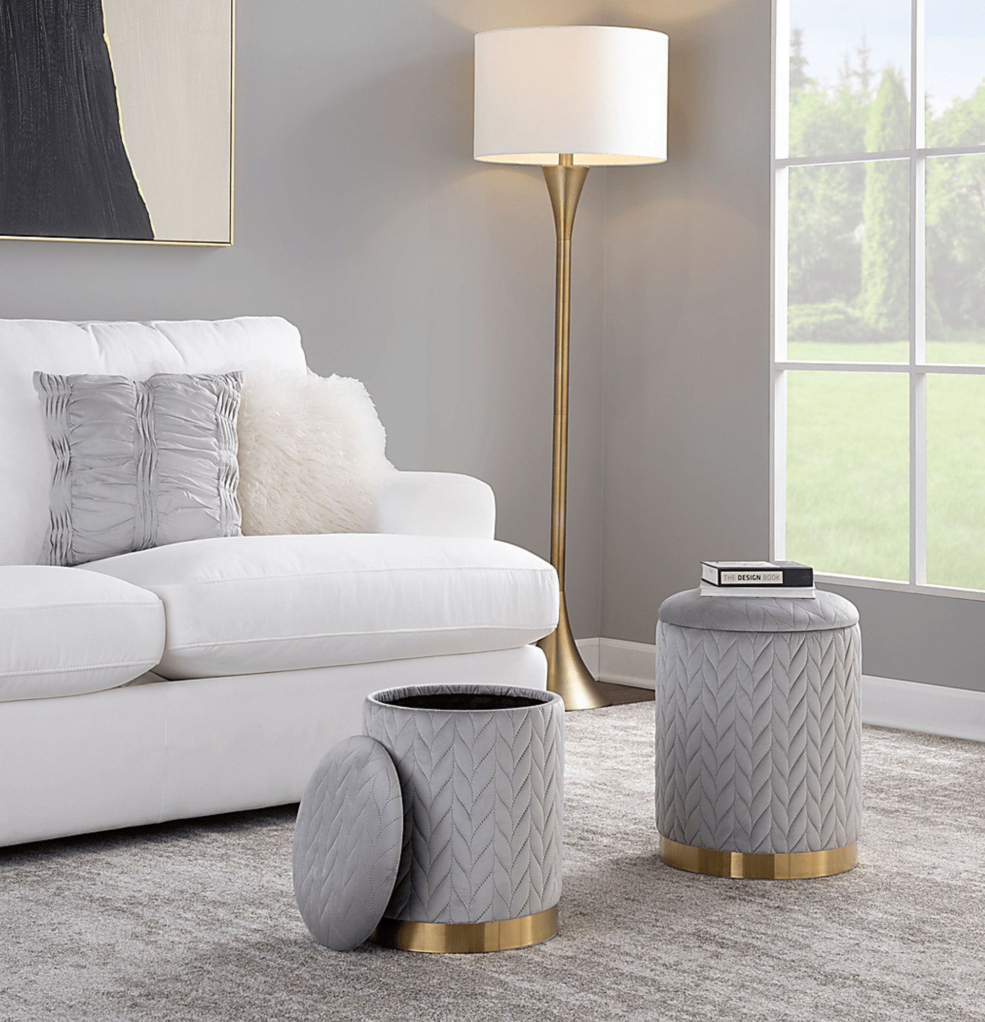Parsonage Silver Ottoman, Set of 2 - Image 3