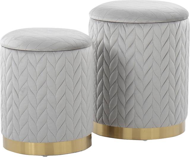 Parsonage Silver Ottoman, Set of 2 - Thumbnail - Image 1