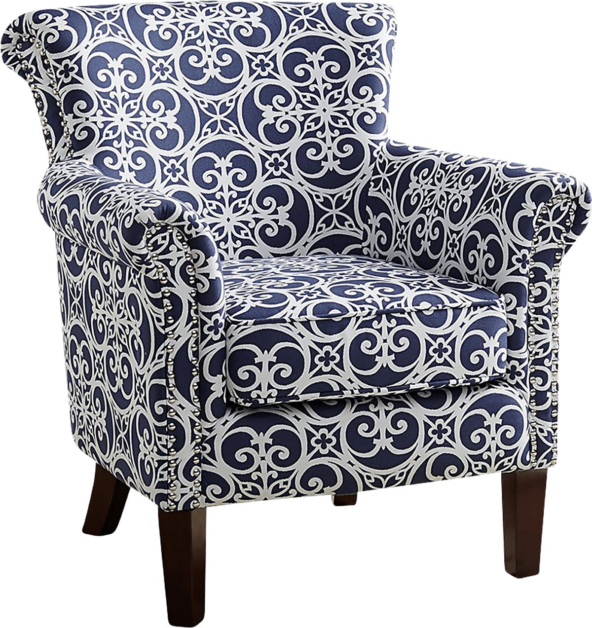 Parwood Navy Blue Polyester Fabric Accent Chair Rooms to Go